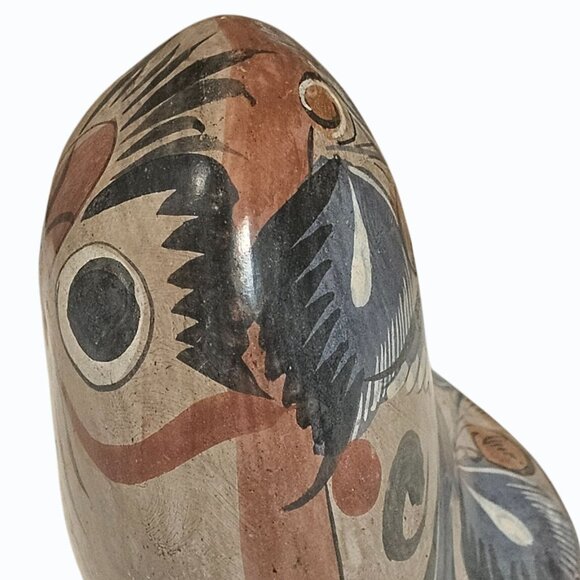 Vtg Mexico Stoneware OWL Bird Figurine Tonala Folk Art Southwestern Decor 4.5" - Picture 8 of 13